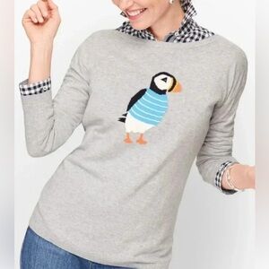 Talbots Women’s Puffin Sweater Heather Gray Size Petite Small